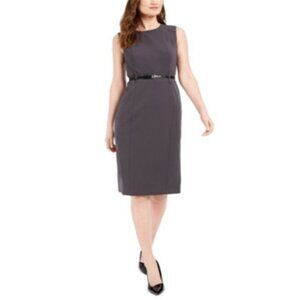 Calvin Klein Grey Work Dress With Belt Size 18W NWT